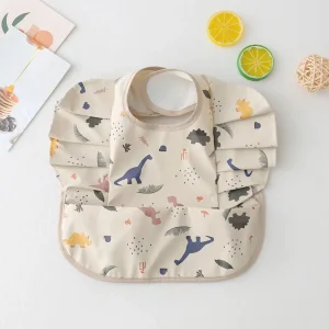 Bavoir repas Dino beige