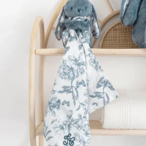Doudou Augustin le lapin Toile de Jouy Bleue Tartine et Chocolat