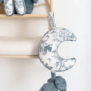 Augustin le lapin musical Toile de Jouy bleue Tartine et Chocolat