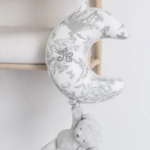 Augustin le lapin musical Toile de Jouy gris Tartine et Chocolat