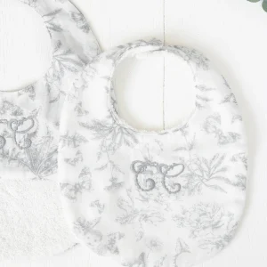 Bavoir Toile de Jouy gris Tartine et Chocolat