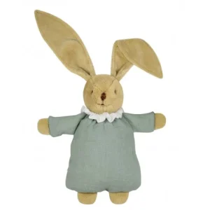 Doudou Lapin nid d'ange Trousselier en lin vert celadon
